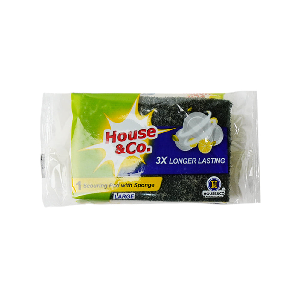 HOUSE&CO. SCOURING PAD WITH SPONGE LARGE 1PCS