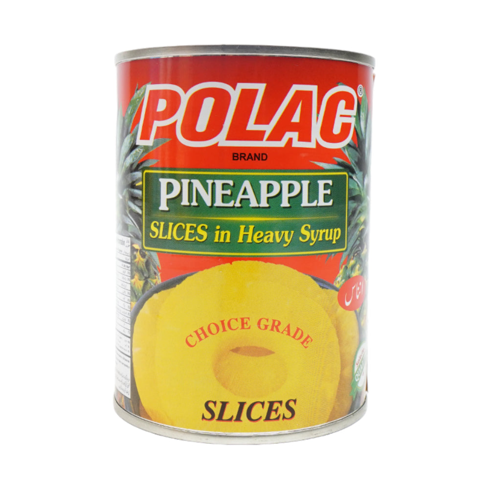 POLAC PINEAPPLE SLICES IN HEAVY SYRUP TIN 565 GM