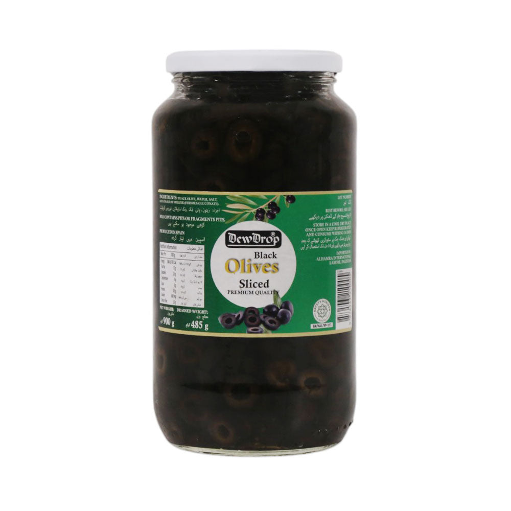 DEW DROP OLIVES BLACK SLICED 900 GM