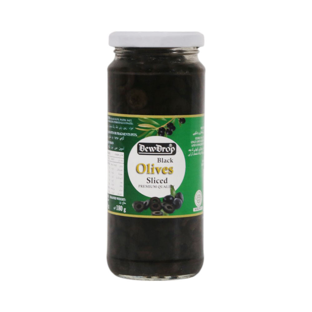 DEW DROP OLIVES BLACK SLICED 340 GM