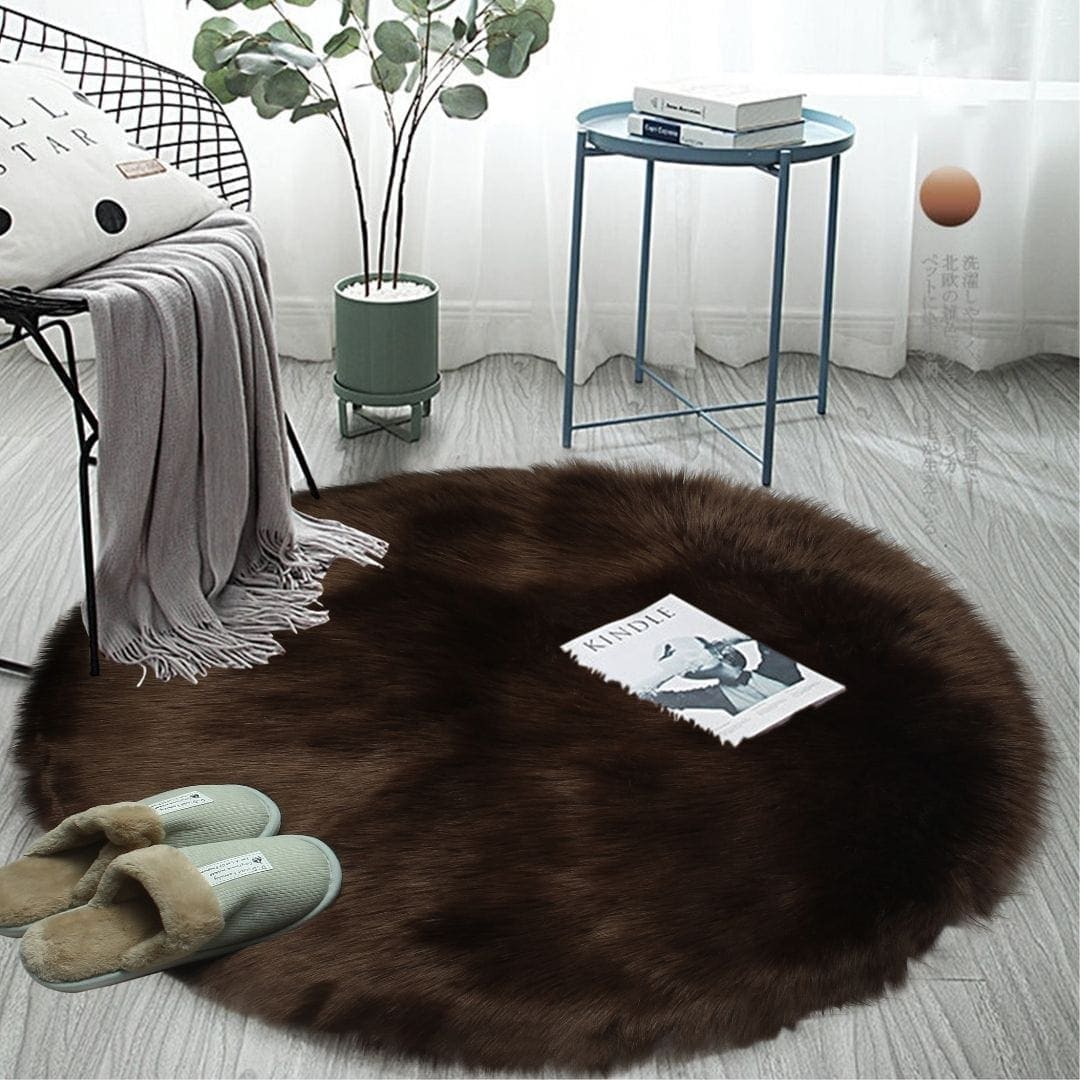 ORIENTAL FUR RUG ROUND 80X80