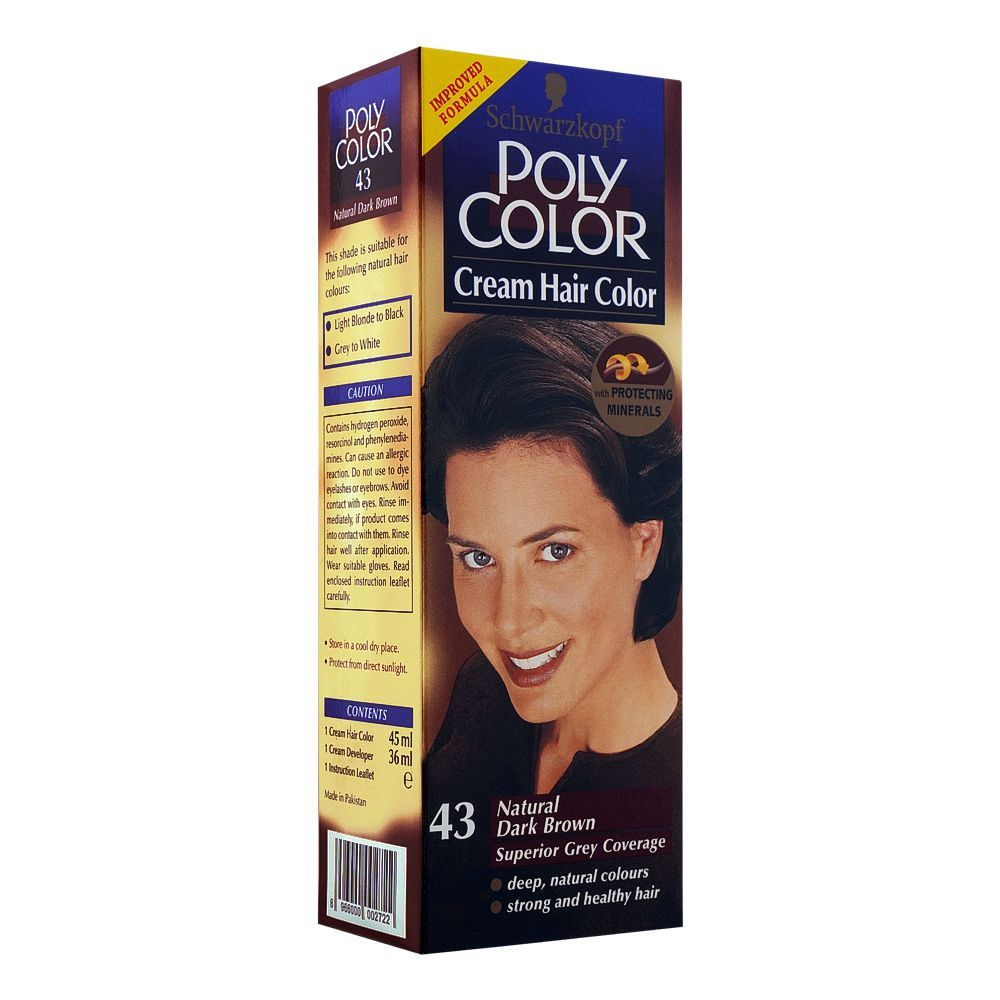 POLY COLOR HAIR COLOR 43 NATURAL DARK BROWN PC 81 ML