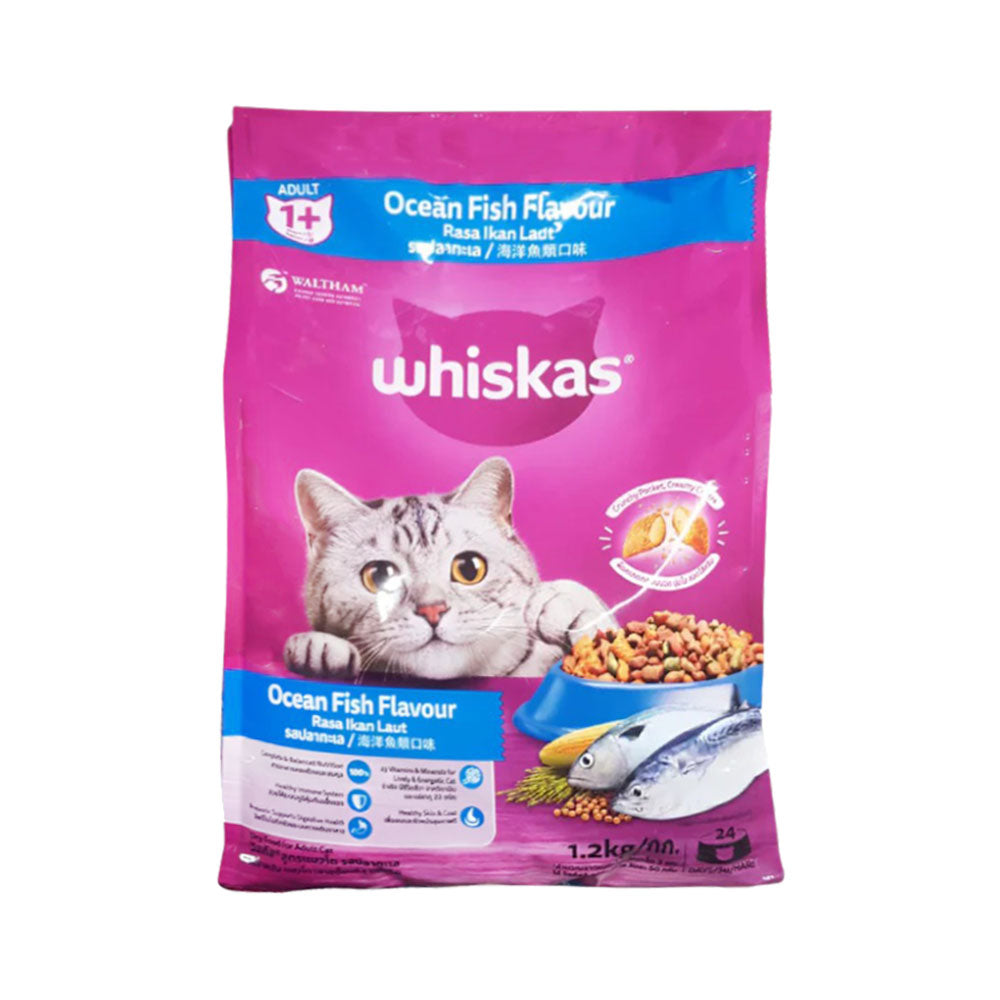 WHISKAS CAT FOOD ADULT OCEAN FISH 1+YEAR 1.2 KG