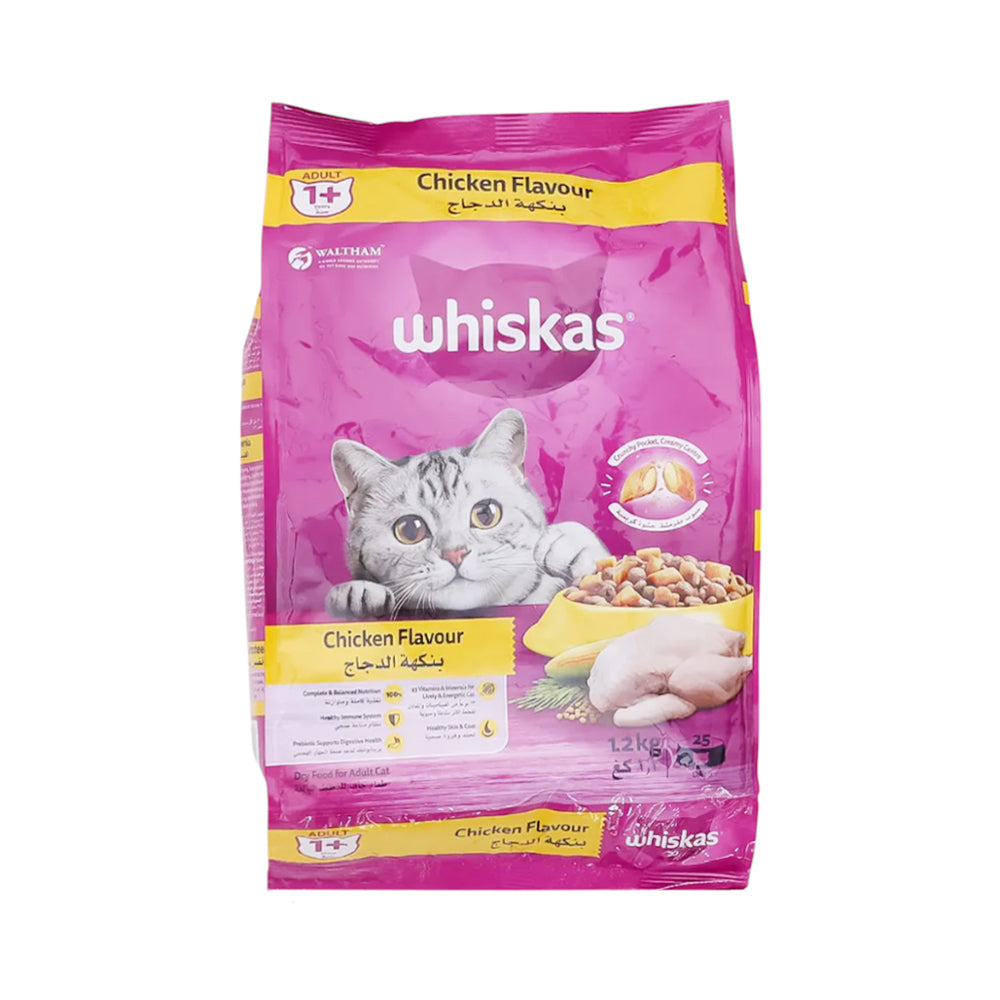 WHISKAS CAT FOOD ADULT CHICKEN PERISA AYAM 1+YEAR 1.2 KG