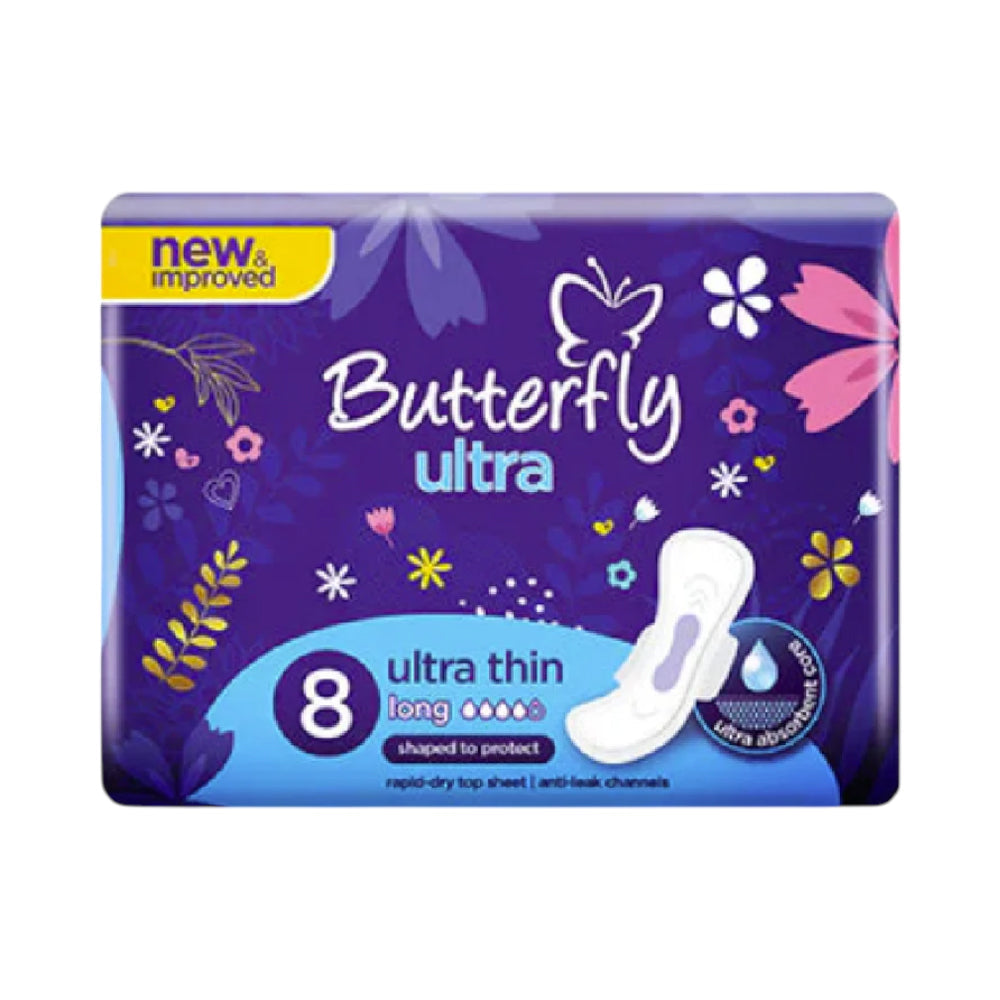 BUTTERFLY SANITARY NAPKINS ULTRA THIN LONG 8 PCS