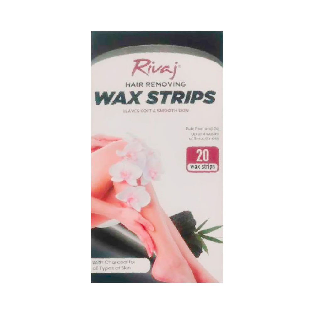RIVAJ HAIR REMOVING WAX STRIPS CHARCOAL 20+2PC