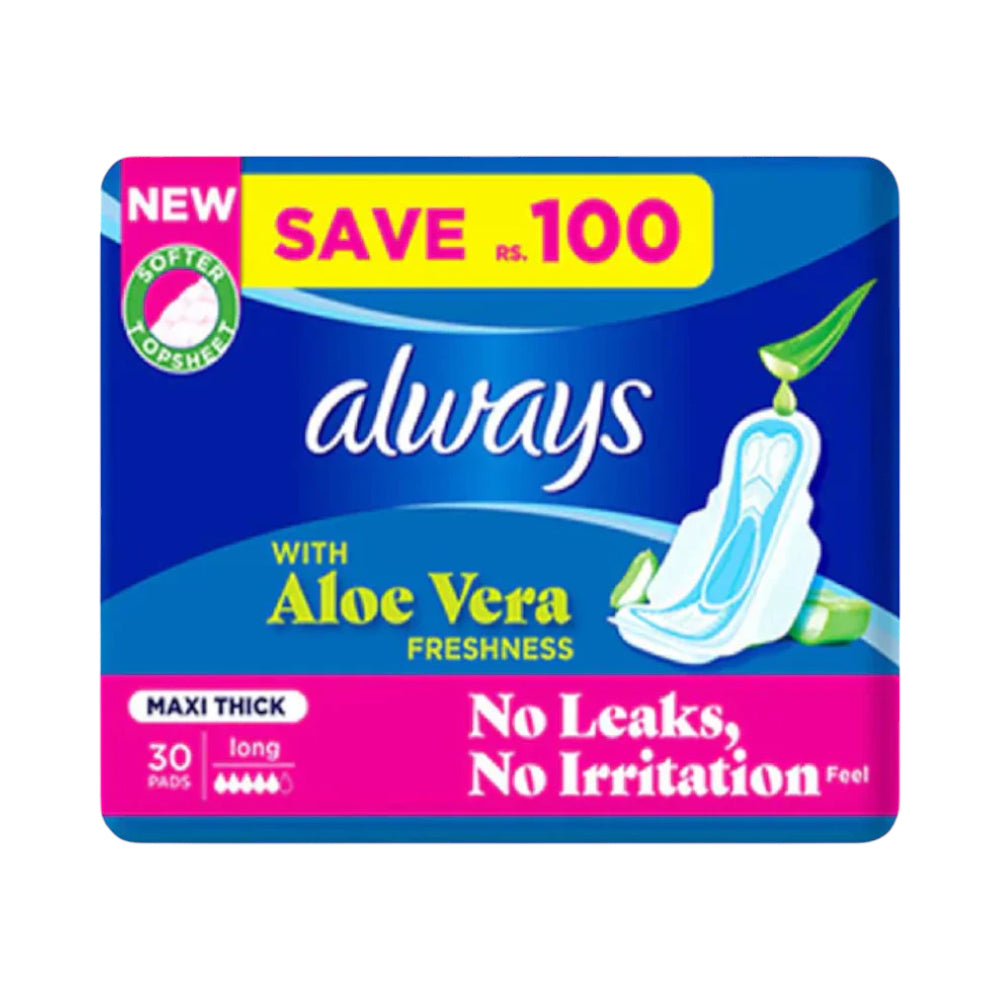 ALWAYS MAXI THICK LONG 8 HOURS NO STAIN 30 PC