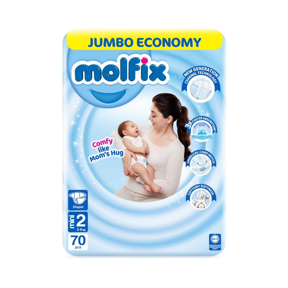 MOLFIX DIAPERS MINI NO2 3-6 KG 70 PCS