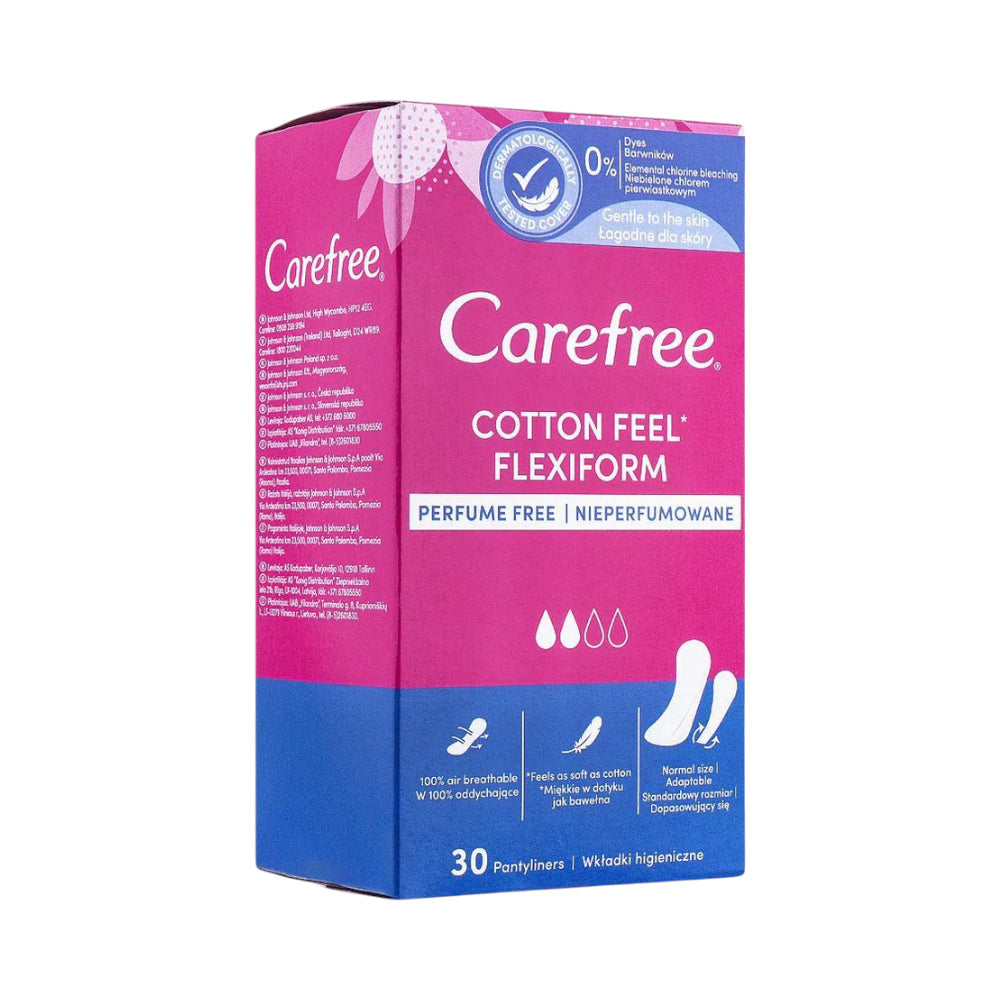 CAREFREE SANITARY PADS COTTON FLEXIFORM UNSCENTED 30PC