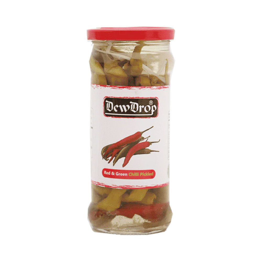 DEW DROP PICKLED RED AND GREEN CHILLI 370 GM