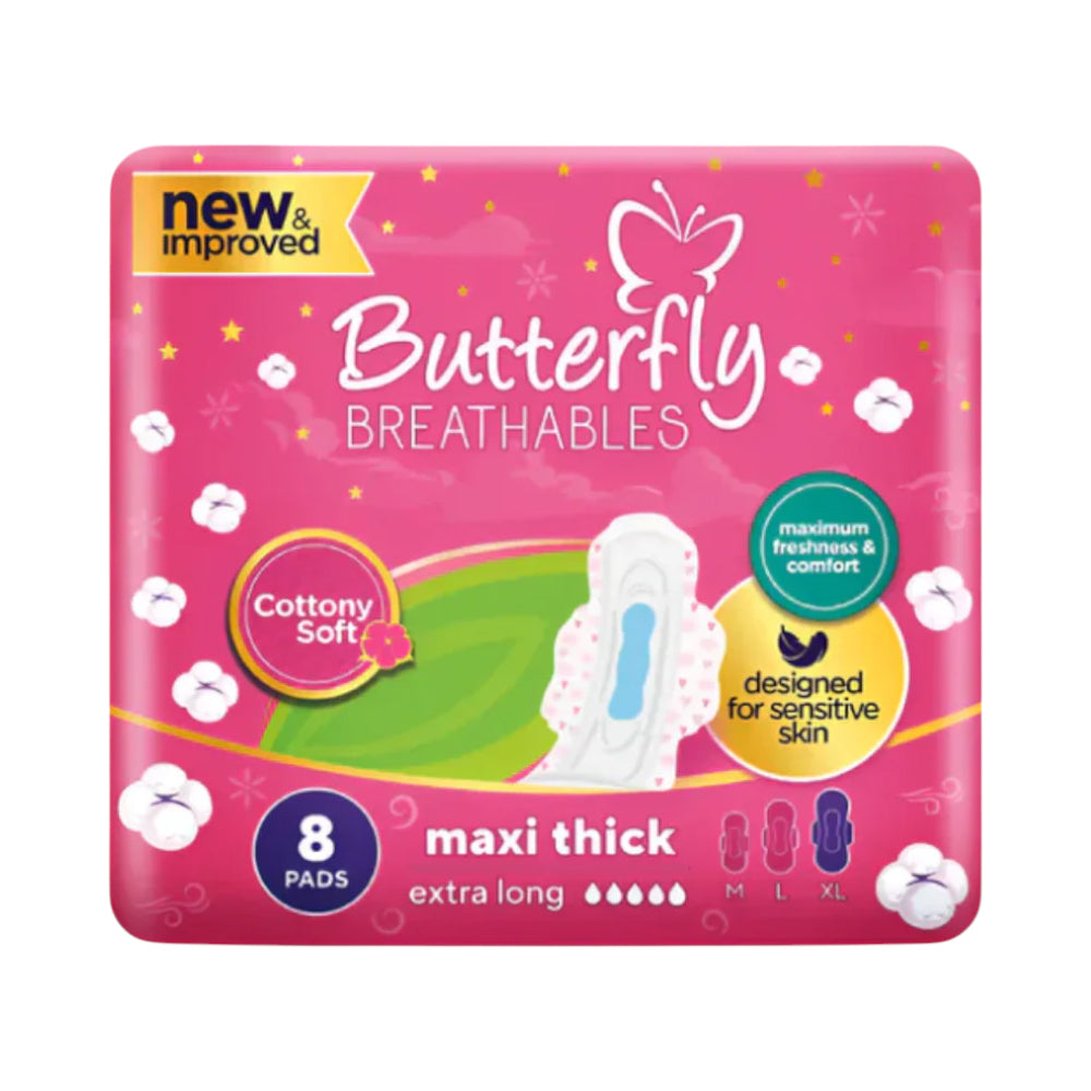 BUTTERFLY MAXI COTTON TOP EXTRA LONG 8 PADS