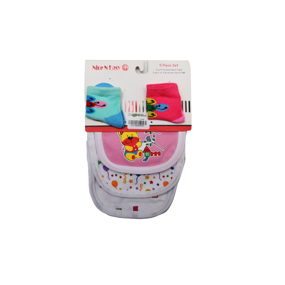 NICE AND EASY BABY BIB AND SOCKS SET PK-5 SU-21