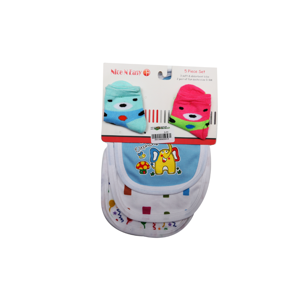 NICE AND EASY BABY BIB AND SOCKS SET PK-5 SU-21