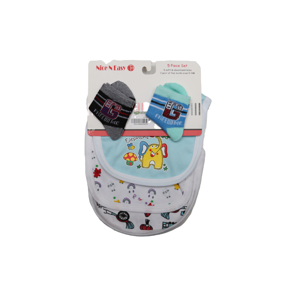 NICE AND EASY BABY BIB AND SOCKS SET PK-5 SU-21