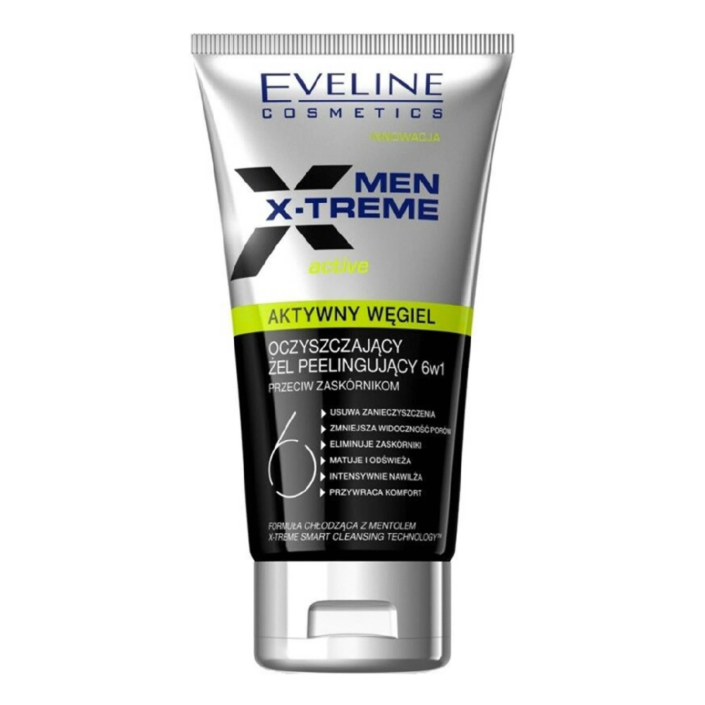 EVELINE MEN XTREME ACTIVATED CHARCOAL SCRUB GEL 6 IN1 150ML