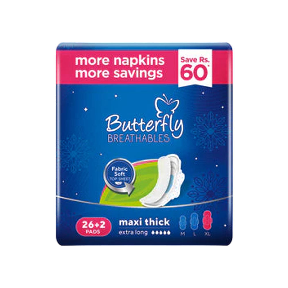 BUTTERFLY BREATHABLES MAXI THICK EXTRA LONG TRIO PACK 26 PCS
