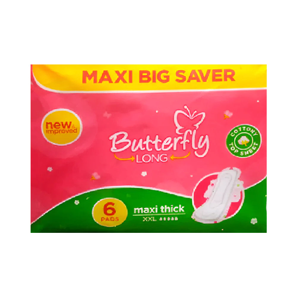 BUTTERFLY LONG MAXI THICK SANITARY NAPKINS XXL 6 PCS
