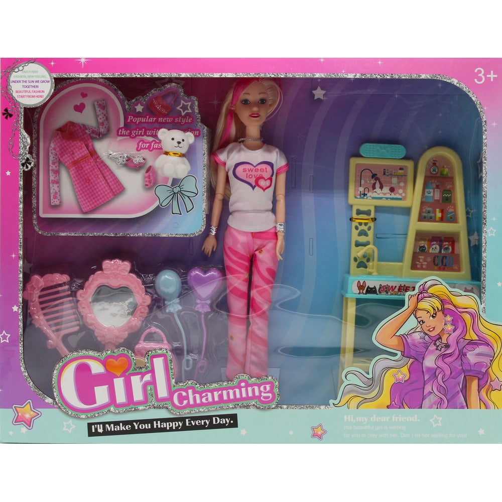 1442/HM28 GIRL CHARMING DOLL WITH FASHION ACC