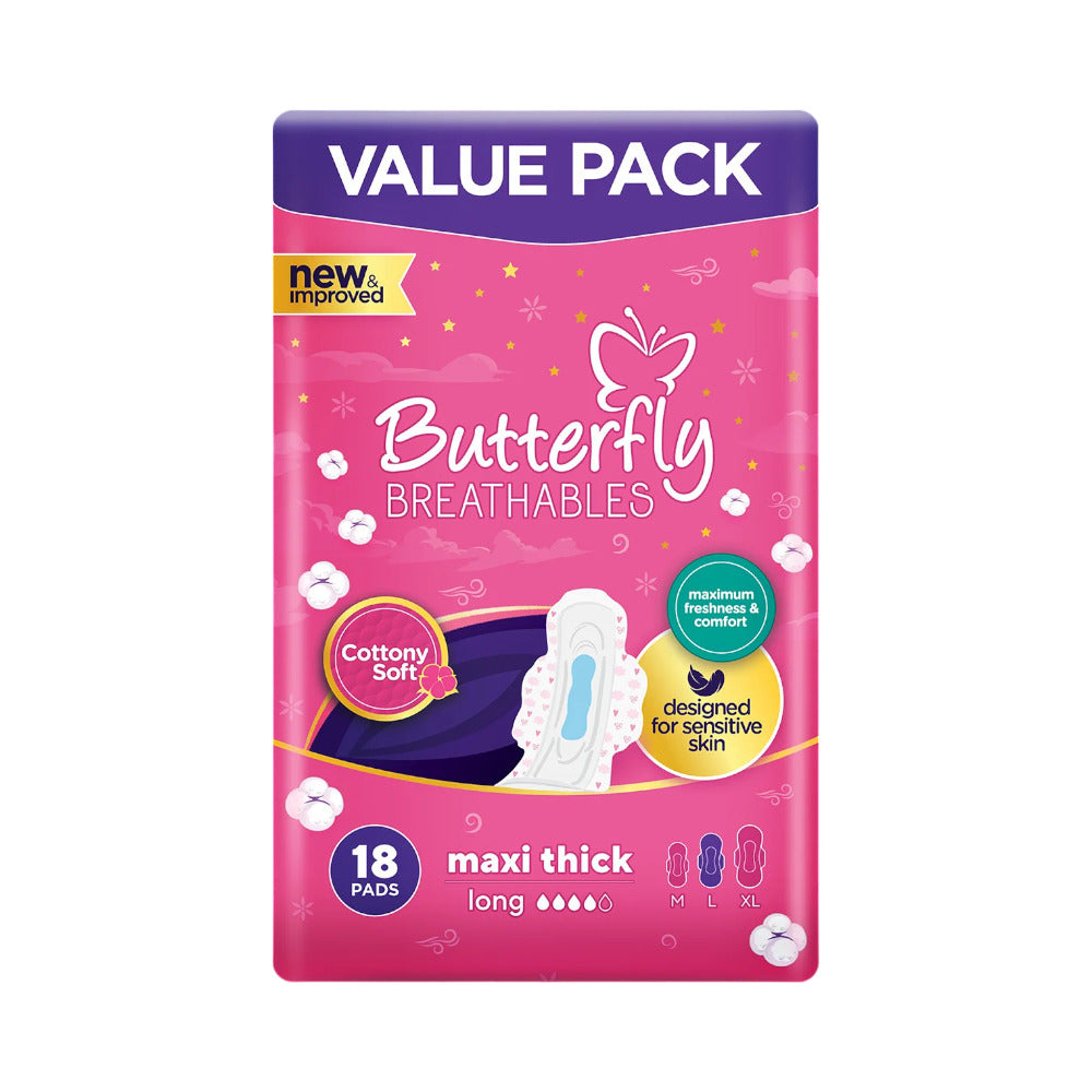 BUTTERFLY COTTONY SOFT MAXI THICK LONG 18 PCS