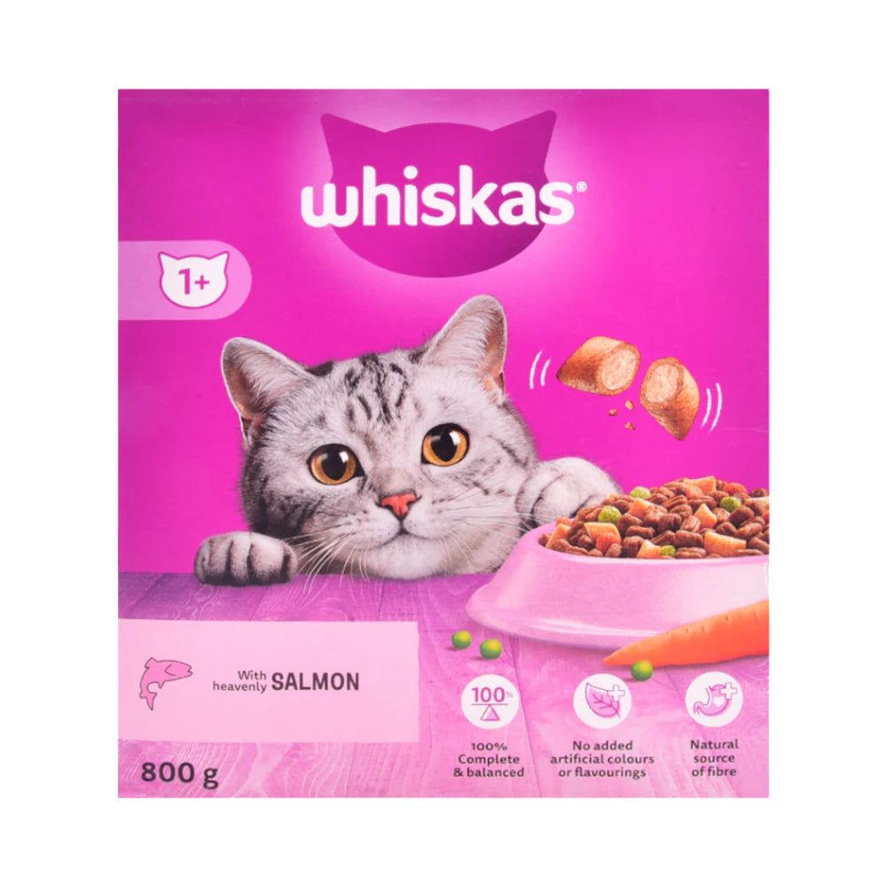 WHISKAS CAT FOOD WITH HEAVENLY SALMON +1 YEAR 800 GM