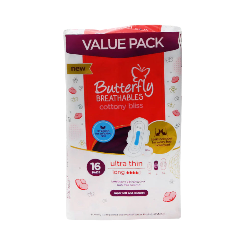 BUTTERFLY BREATHABLES ULTRA THINK LONG 16 PADS