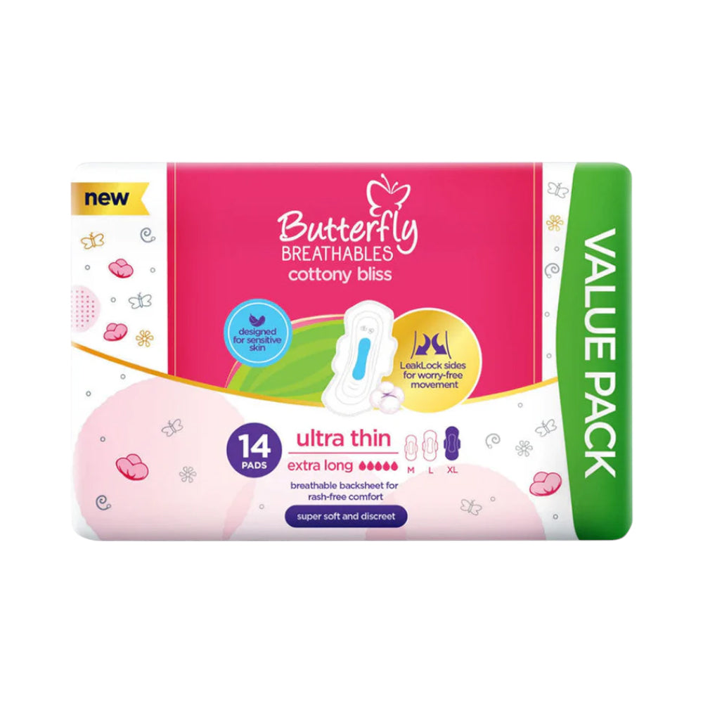 BUTTERFLY BREATHABLES ULTRA THINK EXTRA LONG 14 PADS