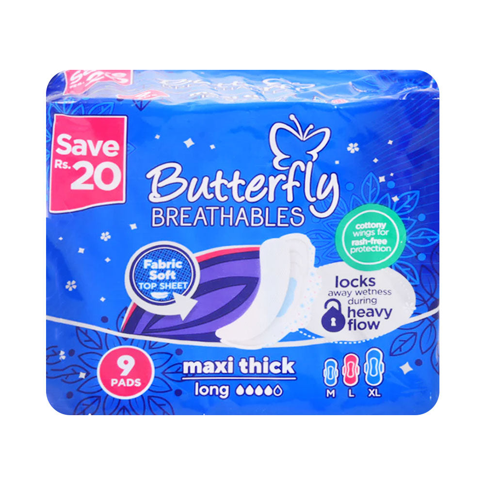 BUTTERFLY BREATHABLES MAXI THICK LONG 9 PCS PROMO PACK
