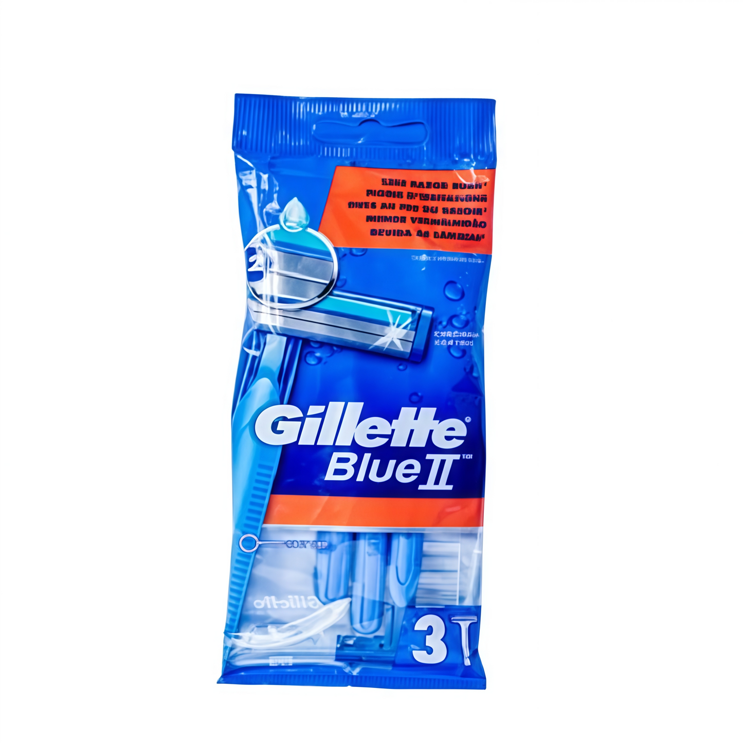 GILLETTE BLUE II RAZOR 3PC 2 BLADE
