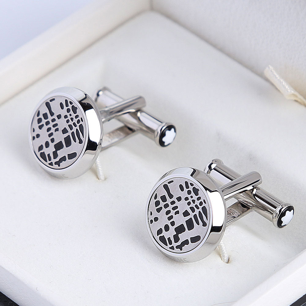 MONT BLANC CUFFLINKS DOTS PATTERN STEEL 126101