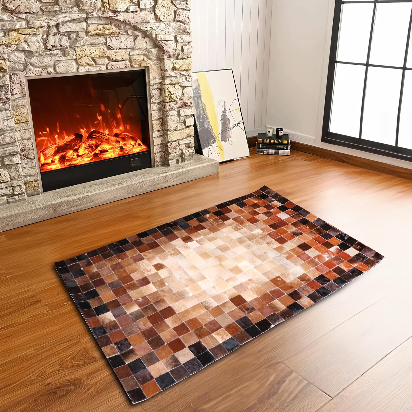 Cow Skin Patchwork Rug 3x5 ft