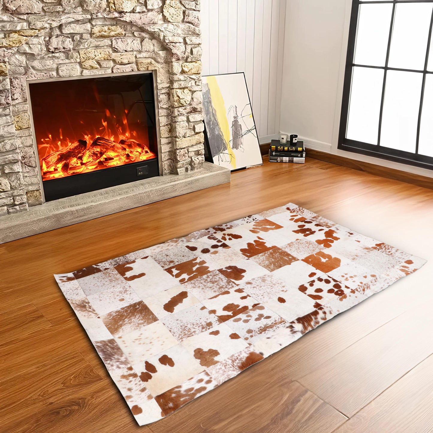 Cow Skin Patchwork Rug 4X6 ft