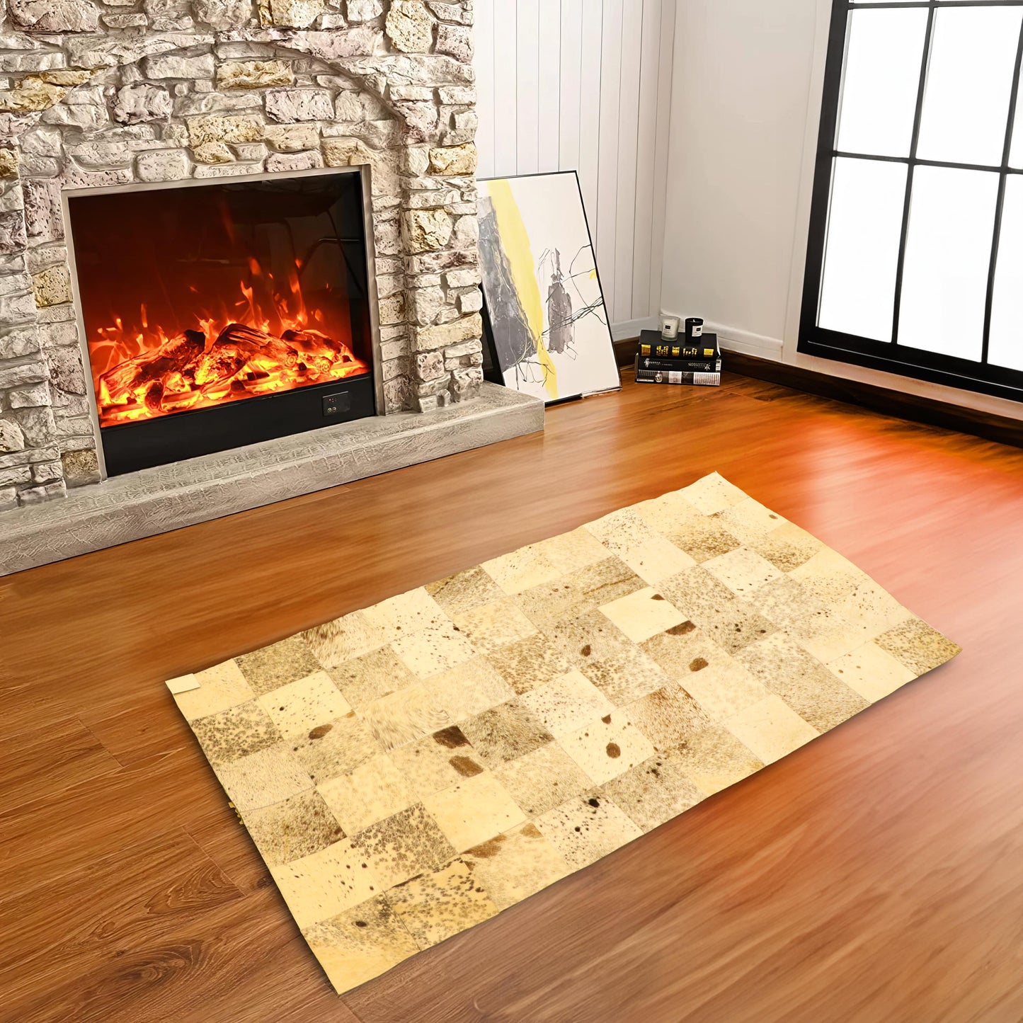 Cow Skin Patchwork Rug 3x5 ft