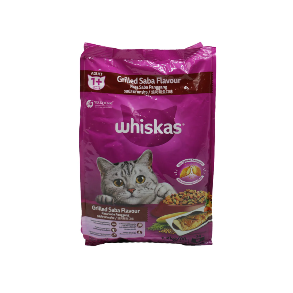 WHISKAS CAT FOOD ADULT GRILLED SABA 1+YEAR 1.2 KG
