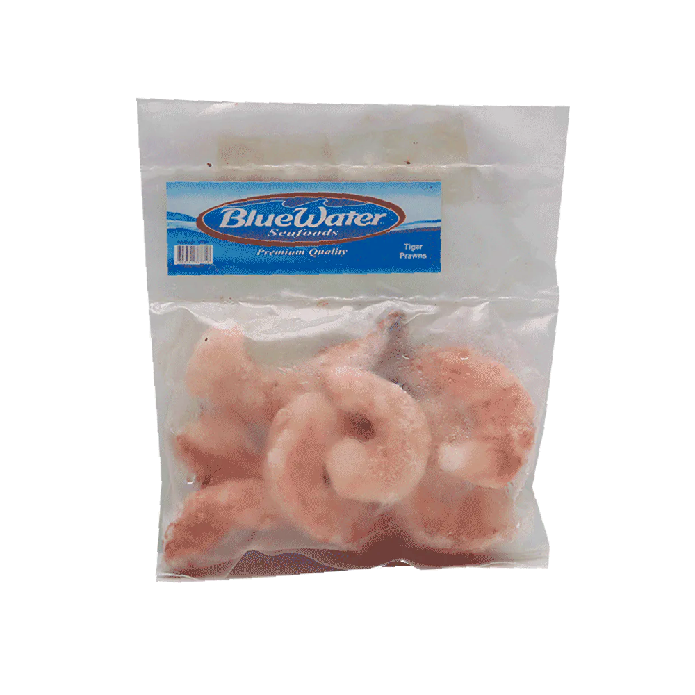 BLUE WATER SUPER TIGER PRAWNS 500GM