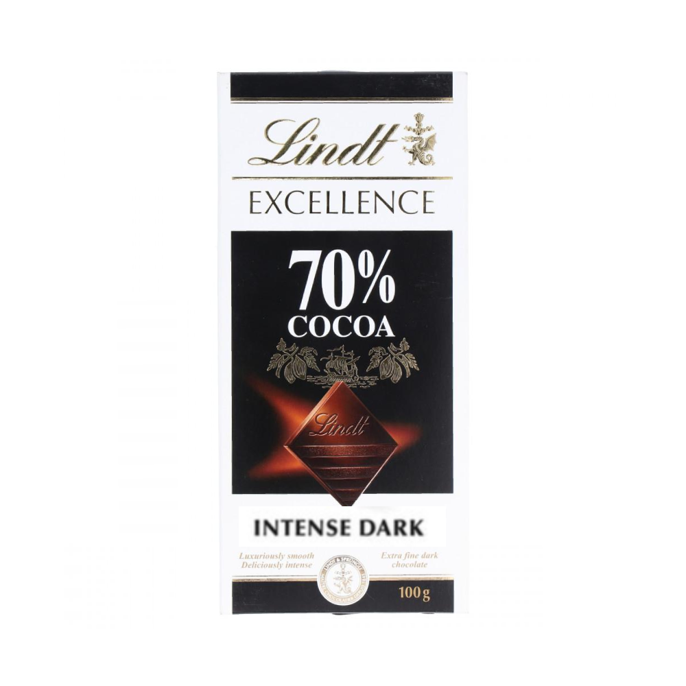 LINDT EXCELLENCE DARK CHOCOLATE 70% COCOA 100 GM