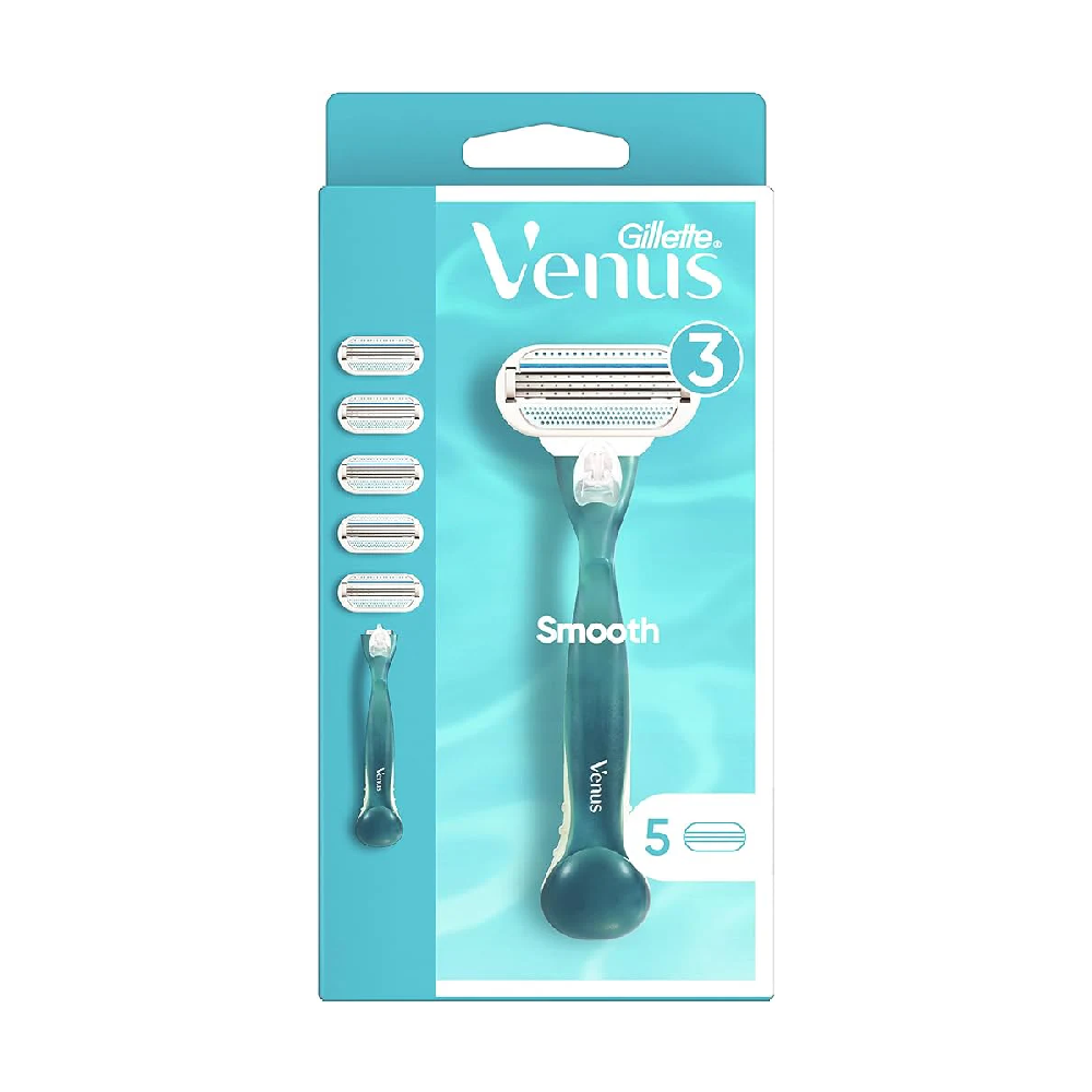 GILLETTE VENUS RAZOR 3 BLADE SMOOTH WITH 5 CARTRIDES