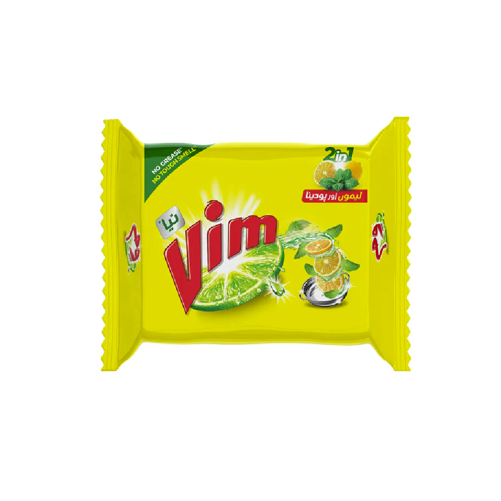 VIM DISHWASH BAR 2 IN 1 LEMON AND PODINA 75 GM