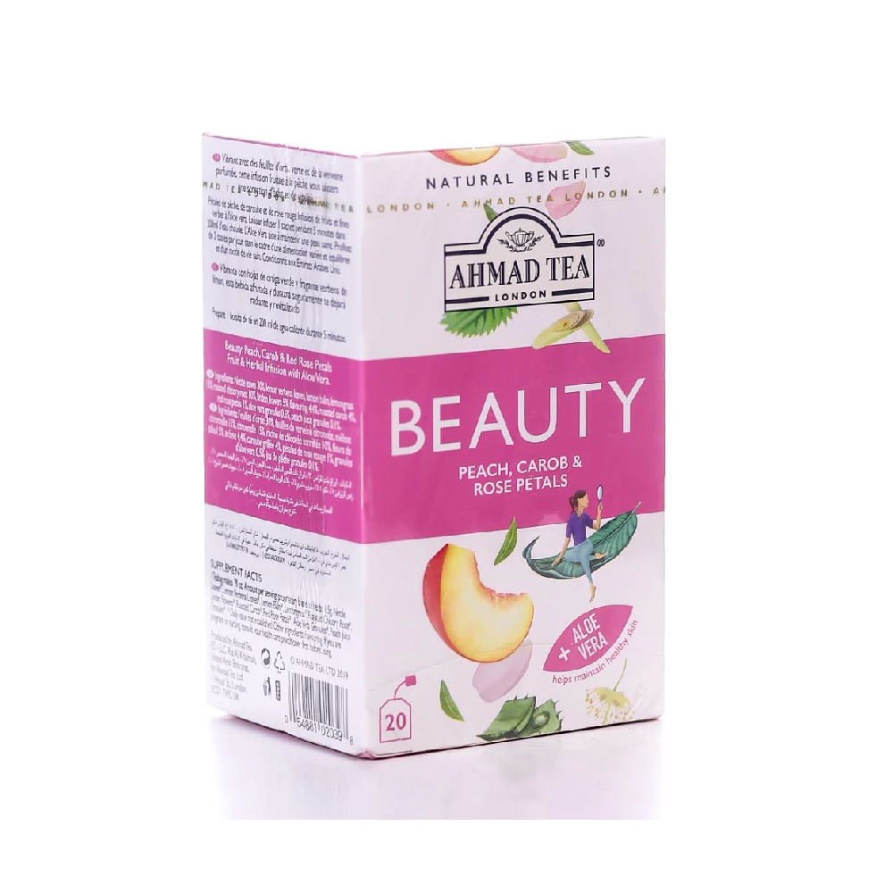 AHMAD TEA BAGS BEAUTY PEACH CAROB & ROSE PETAL 20S 30 GM