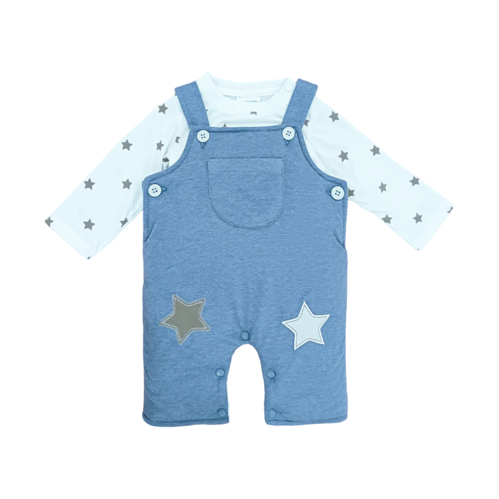 BOYS L/S 2PC QUILTED ROMPER MZW-24 0-3M 241-015