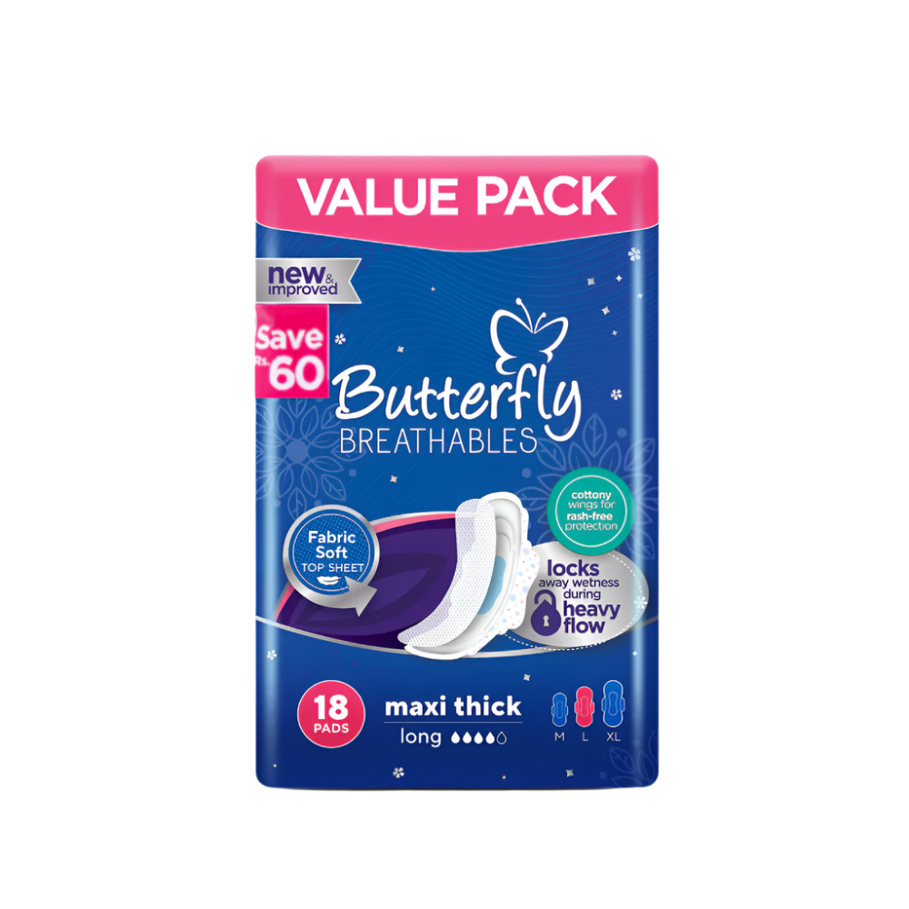BUTTERFLY BREATHABLES MAXI THICK LONG 18 PCS PROMO PACK