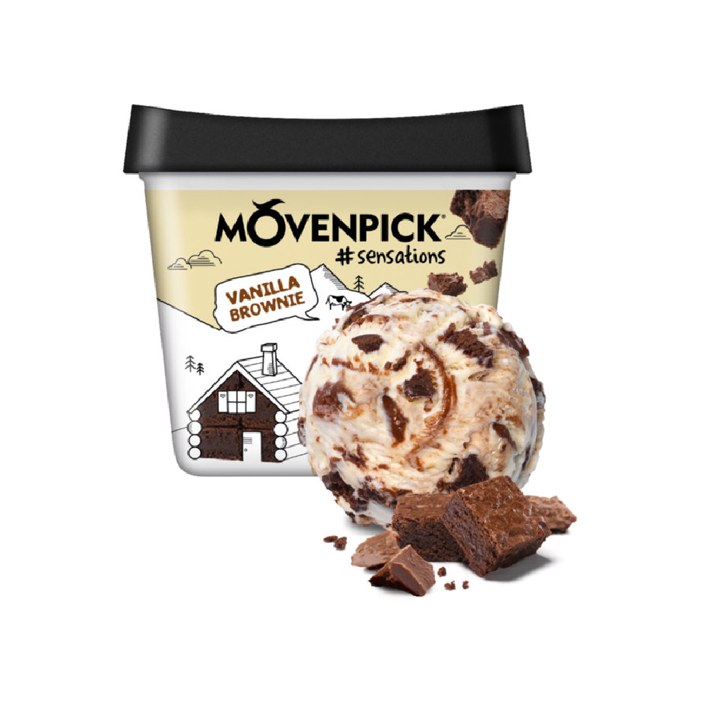 MOVENPICK ICE CREAM VANILLA BROWNIE 500 ML
