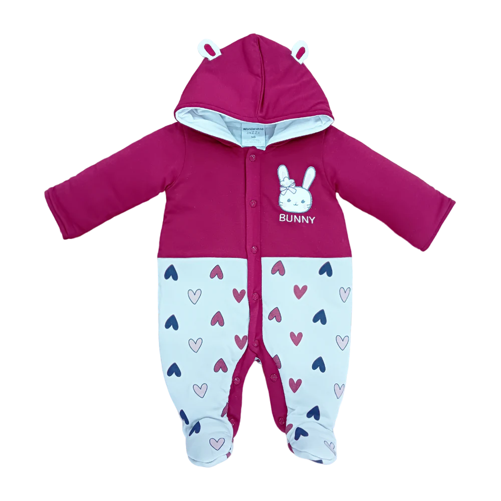 GIRLS L/S QUILTED ROMPER HOODED MZW-24 0-3M 241-025