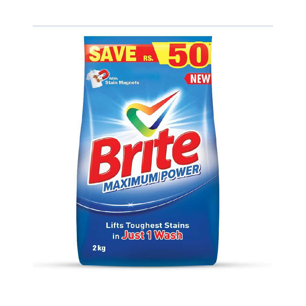 BRITE WASHING POWDER MAXIMUM POWER 2 KG