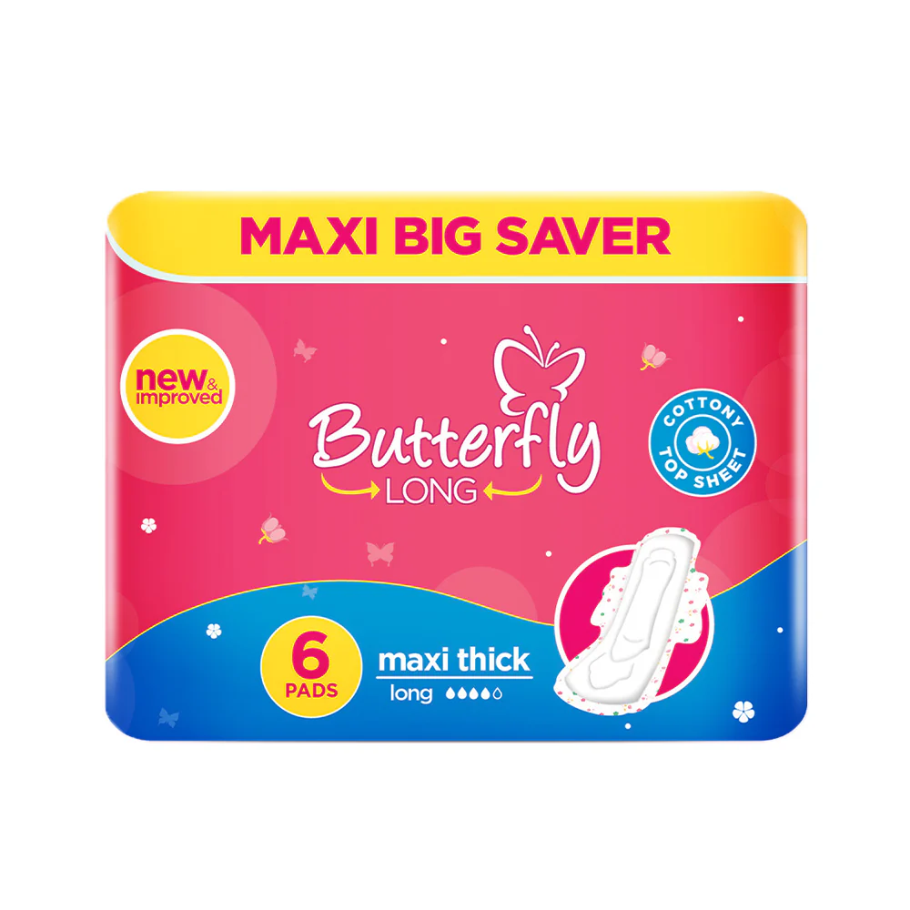 BUTTERFLY LONG MAXI THICK SANITARY NAPKINS 6 PCS