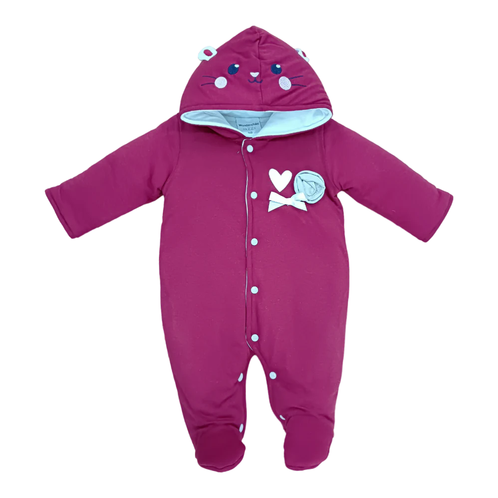 GIRLS L/S QUILTED ROMPER HOODED MZW-24 0-3M 241-026