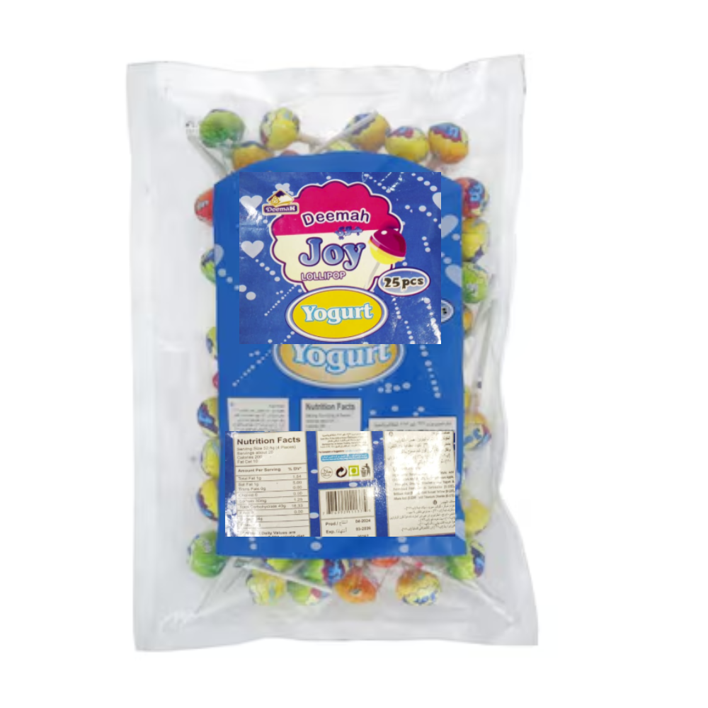 DEEMAH ASSORTED JOY YOGURT LOLLIPOP POUCH 25 PCS