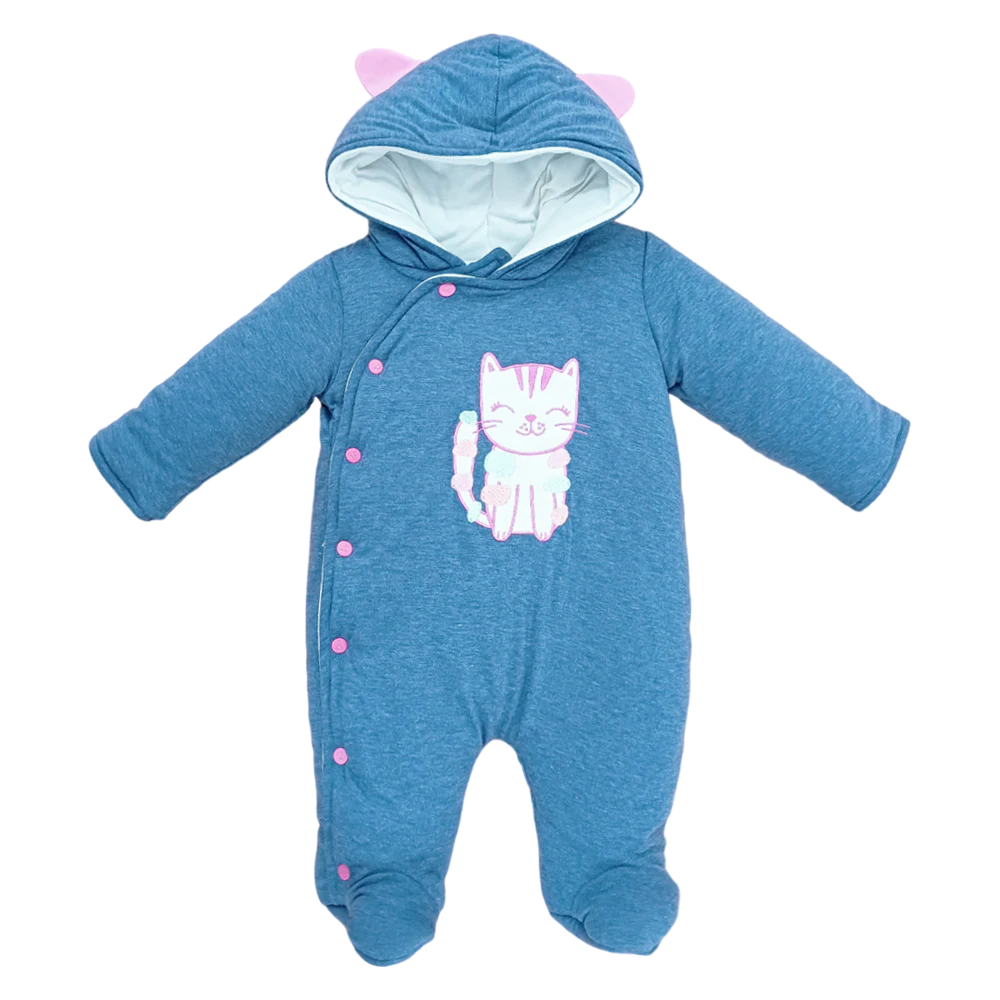 GIRLS L/S QUILTED ROMPER HOODED MZW-24 0-3M 031