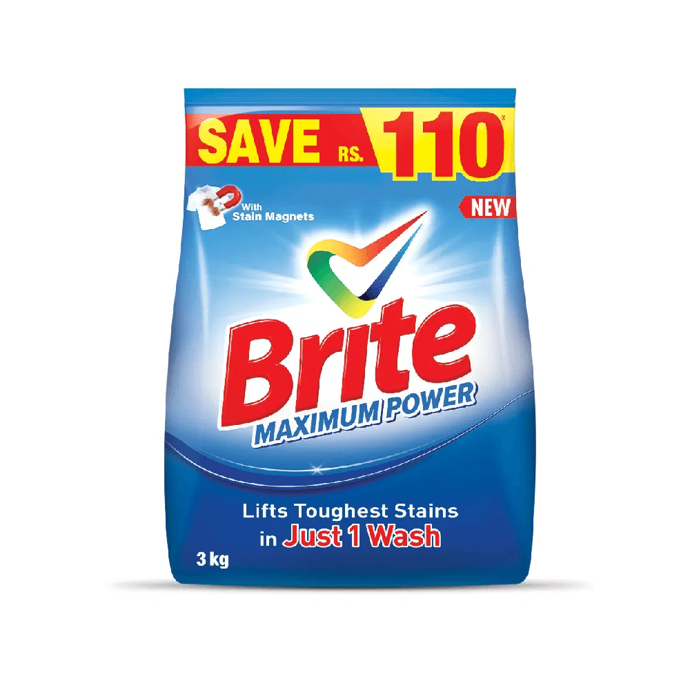 BRITE WASHING POWDER MAXIMUM POWER 3KG