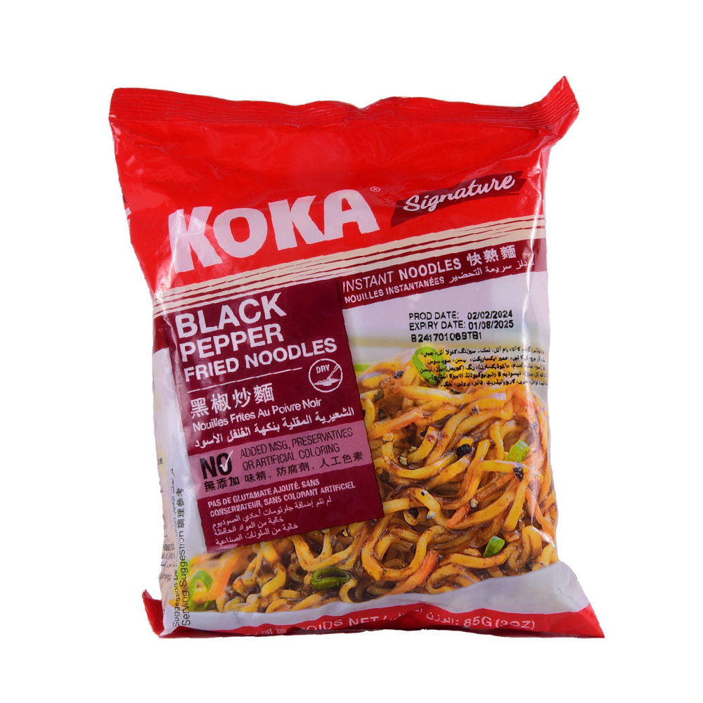KOKA INSTANT NOODLES BLACK PEPPER FRIED 85 GM