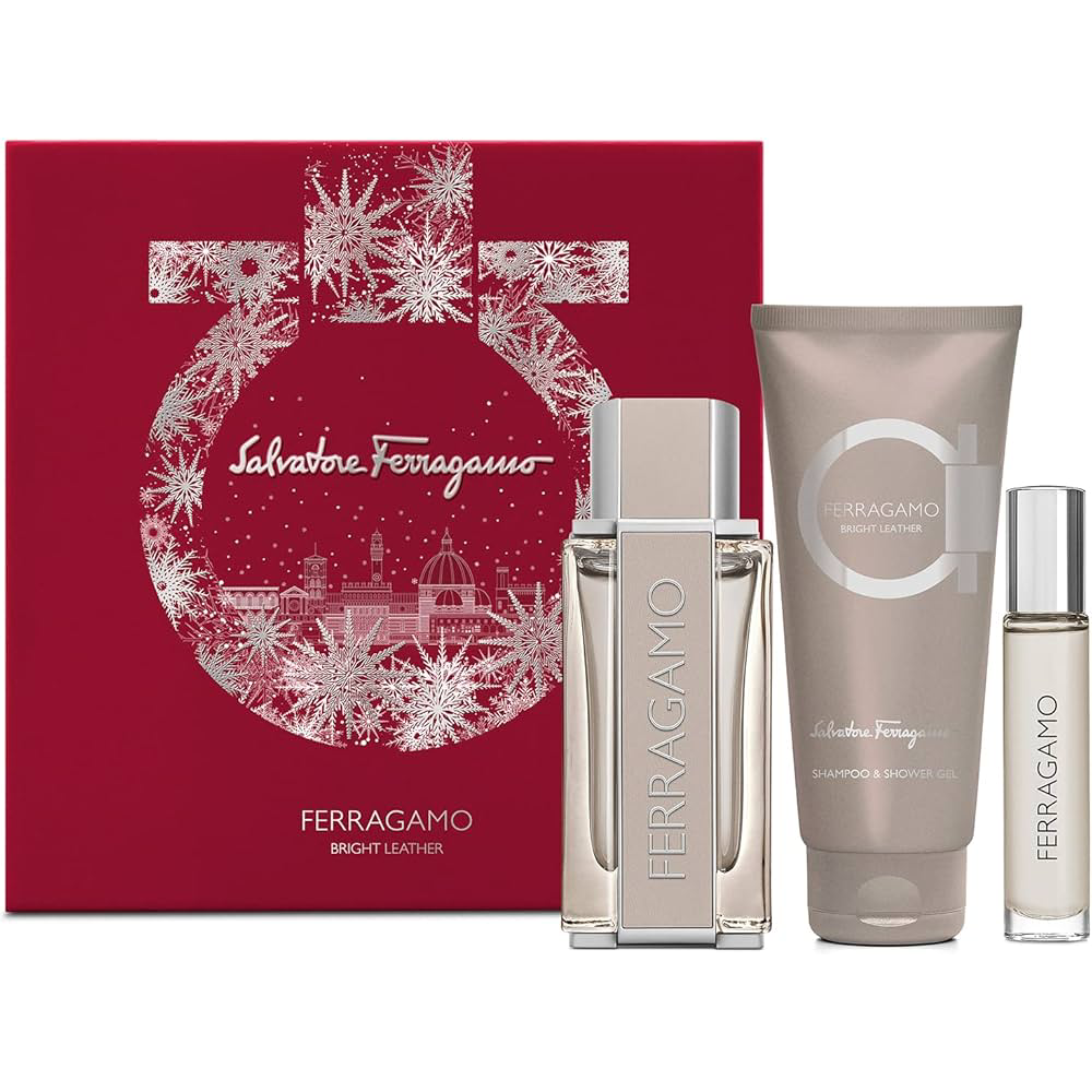 SALVATORE FERRAGAMO BRIGHT LEATHER M 3PC GIFT SET